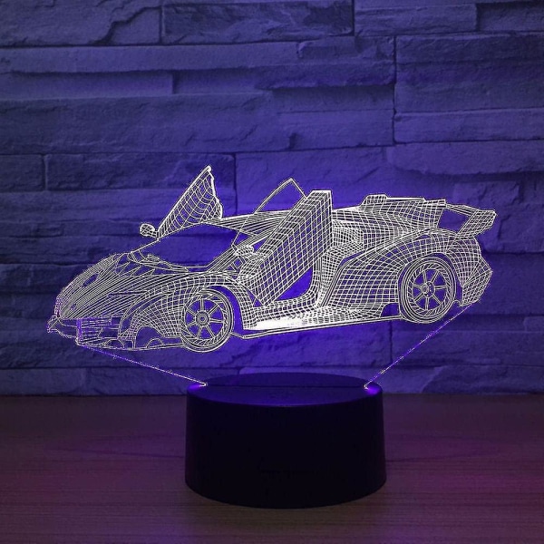Lamborghini Super Car Akryl 3D Lampe 7 Farge Endring Liten Nattlys Baby Farge Lys LED USB Skrivebordslampe Atmosfære Natt Dekor Lampe Ny