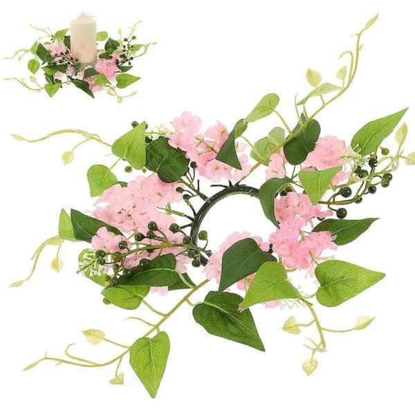 Bryllupsbord Lysring Krans med Rosa Kunstig Blomsterdekorasjon