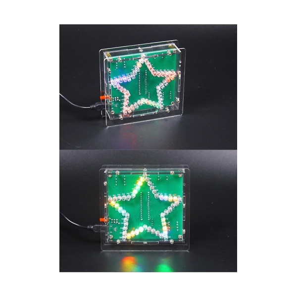 Gör-det-själv elektroniska kit Lödsvit Färgglada spetsiga Star LED Blinkande Marquee Light Circuit Board Green