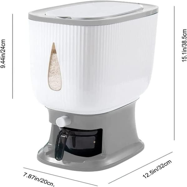 10 kg Automatisk Risdispenser med Skyllekopp Risdispenser Risoppbevaring Rishink Husholdningsrisboks-B