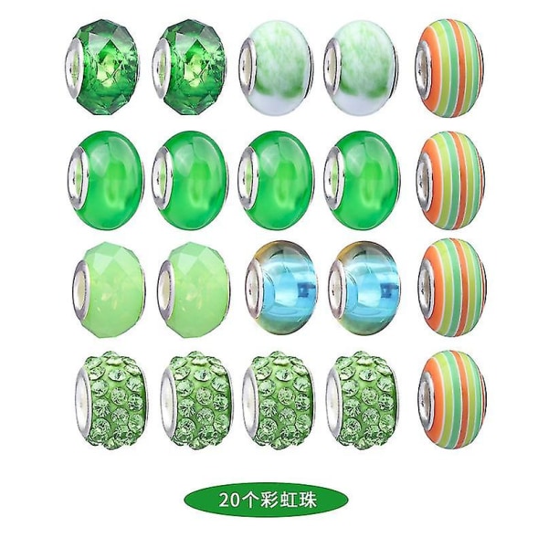 Sæt til fremstilling af smykkerarmbånd til piger Gør-det-selv-perler til kunst og kunsthåndværk med 3 bundkæder GREEN