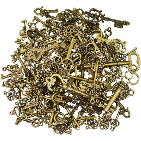 125 st Antik brons vintage skelettnyckel gör-det-själv-halsbandshänge för bröllopsfest och födelsedagsfest, hemprydnad, heminredningstillbehör