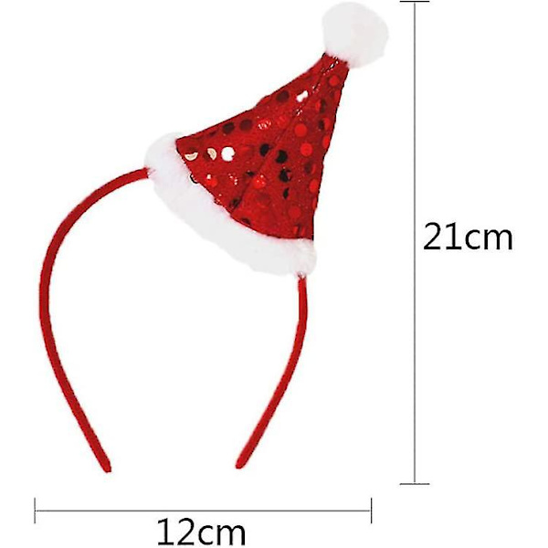 2 stk. Julehatte Hårbånd Jule Sequin Hårhætte Hårbøjle Julefest Favør Hårtilbehør