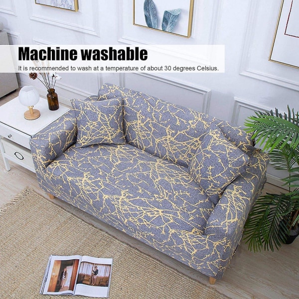 Hög elastisk polyesterfibersofföverdrag grå - fåtölj, soffa, loveseat möbelskydd (1)