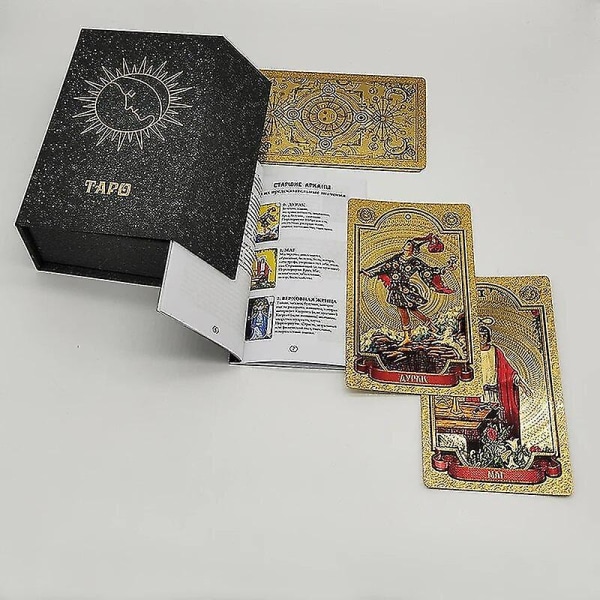 Høykvalitets gullfolie Tarot Russian Deluxe Divination Cards Prediktive brettspill for Russland-markedet Russian Universe