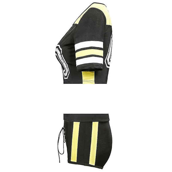 Cheerleading-uniform för damer, sexig fotbollströja med korta ärmar, set med scenuniform, cosplay-del black