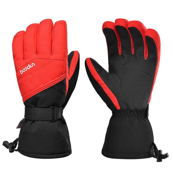 Nye udendørs skihandsker 3m fløjlsforing bjergbestigning vandtætte varme handsker Black and red M