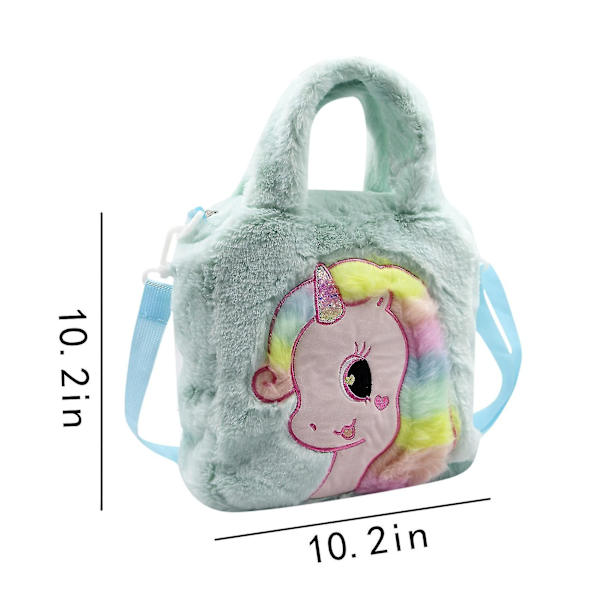 Handväska Barn Flickor Crossbody Väska Söta Enhörning Axelväska Fuzzy Tote