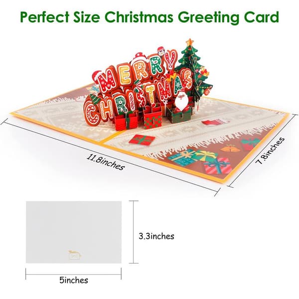 Julkort 3D Pop Up, 3-pack God Jul Gratulationskort