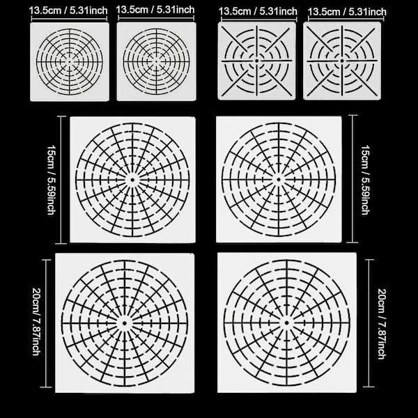 Diy 8 kpl uudelleenkäytettävät Mylar Mandala -pistemaalauksen sapluunat työkalut