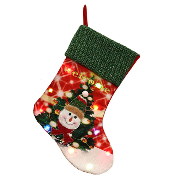 (a2/snowman, Tuotteen koko: 35*26cm, Sukkan leveys 18cm) Suuret Led-valoiset joulu sukat