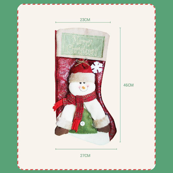 3 st julstrumpor tomte, snögubbe, ren julkaraktär för semesterjuldekorationer