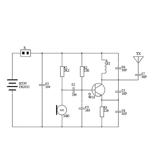 FM Stereo Radio Transmitter DIY Kit med Mikrofon DC 3V Loddeøvelse