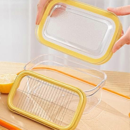 Smørkutterboks Smørbeholder med lufttett lokk Rustfritt stål Skjæretråd Smørkutterboks brown