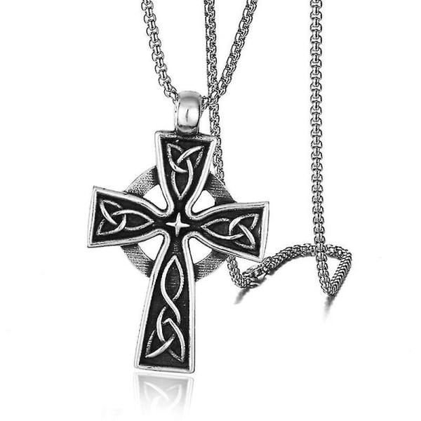 Goth Flame Cross hänge halsband för män manlig 50 cm rostfritt stål kedja hals Grunge punk gotisk stil gåva partihandel