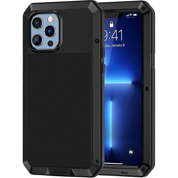 Heavy Duty Case Til Iphone 13 Pro Stødsikkert Cover Tough Armor Metal Case Med [hærdet glas skærmfilm], 360 Full Body Protective Case Cover For