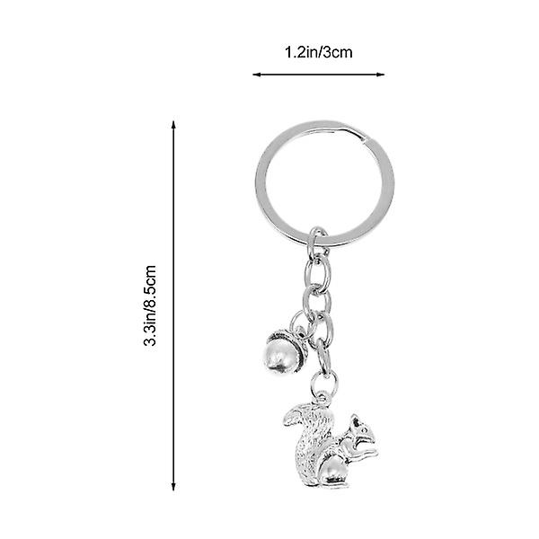 Nydelig nøkkelring med ekorn og furu som en gave på festivaler (sølv)