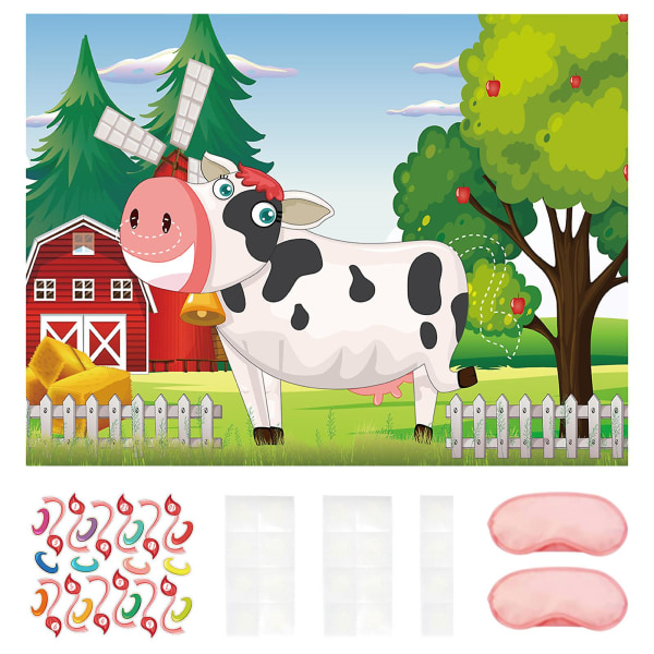 For barn med 24 klistremerker Funny Pin The Tail On Cow Gifts Bursdagsfestspill