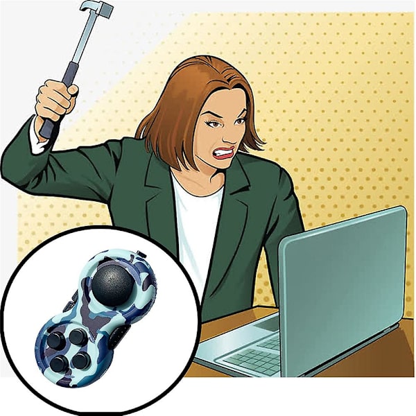 Sensorisk Fidget Controller Pad Handheld Leksaker Stress Relief Anti Anxiety Barn Vuxna Gåvor Camouflage Blue