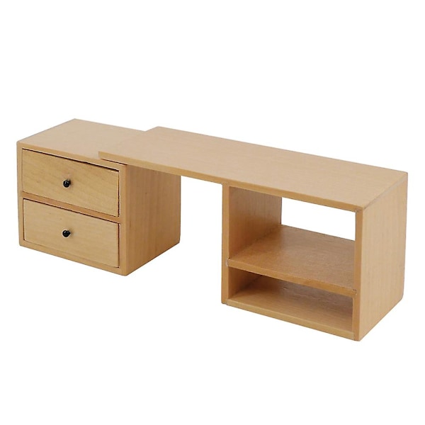 Bokhylle skrivebord tre mini skrivebord miniatyr datamaskin bord miniatyr kontorbord