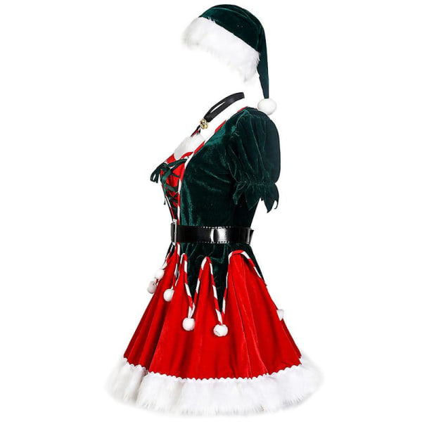 Flickor Jultomte Kostym Små flickor Tomte Kostym Klänning Outfit för barn Xmas Cosplay Party L