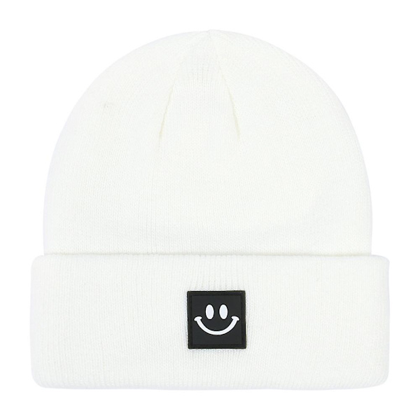 Strikket lue for barn, jenter og gutter, vintervarm skihue for 2-6 år White