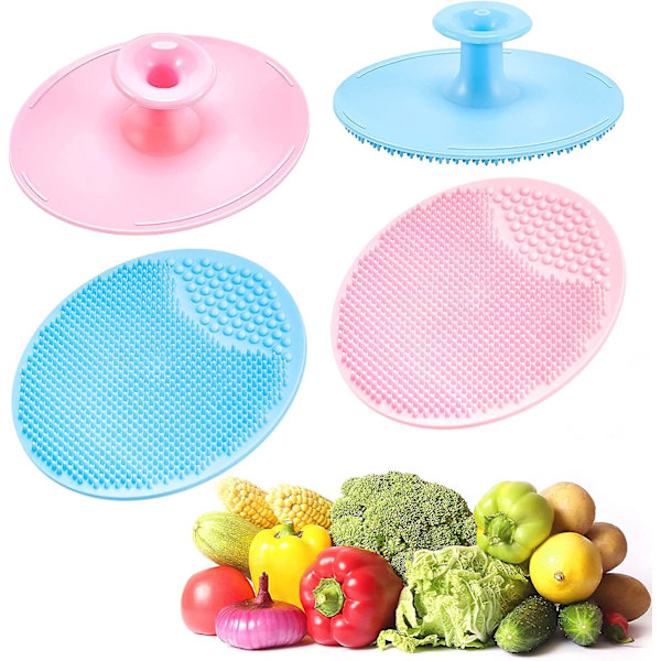 Silikonborste för grönsaker, 2 st, flexibel grönsaksskrubb, frukt- och grönsakstvätt, majssilkavlägsnare, potatisskrubb, silikonborste för majs, morot, P