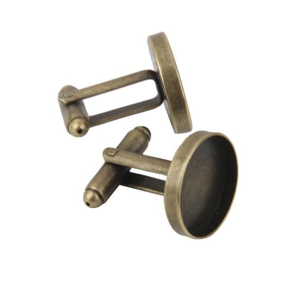 10 stk. 16 mm runde blanke innstillinger Base Pad Mansjettknapper Antikk Bronse