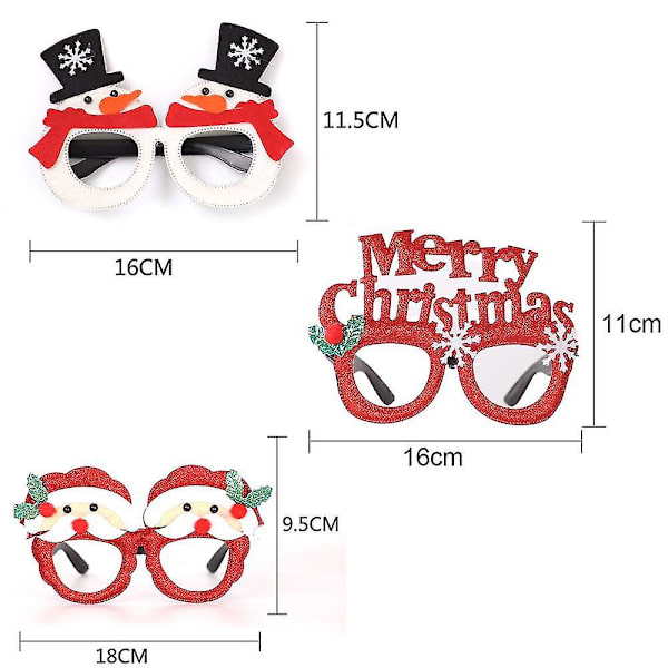 Julglasögonbågar Julparty Fotorekvisita Klä upp Tillbehör 3 st style 2