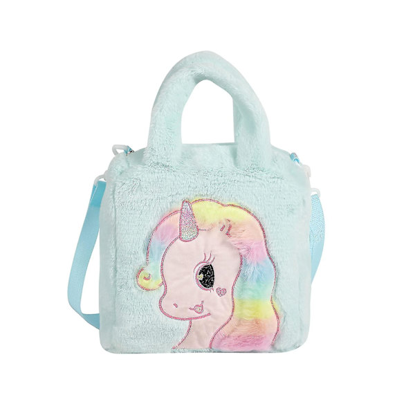 Handväska Barn Flickor Crossbody Väska Söta Enhörning Axelväska Fuzzy Tote