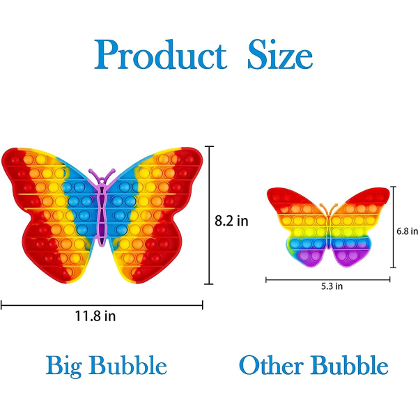 Jumbo Big Butterfly Pop Fidget Toy It Rainbow Giant Popper Popitsfidgets Large Huge Mega Xl 100 Poppit Popets Bubble Popping Sensory Angst Stress Re