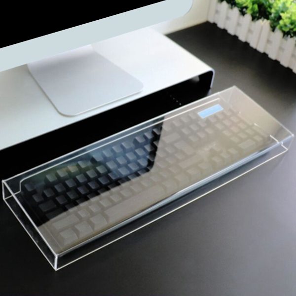 Tastatur støvdæksel transparent stærk akryl tastaturdæksel nem at rengøre skrivebords tastatur 375x15 White