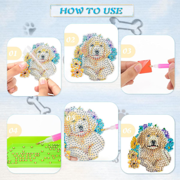 Stykker Nøglering Diamantmaleri Hunde DIY 5D Diamantkunst Pa DXGHC