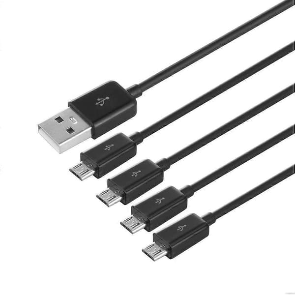 Micro USB Splitterkabel, Micro USB Multi Laddningskabel, [4 i 1] Multi Micro USB Laddarkabel, USB 2.0 Typ A Hane till Fyra Micro USB Hane Adapter