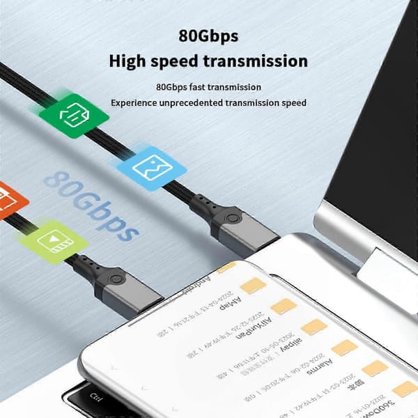 USB C forlængerkabel 240W 80Gbps dataoverførsel 16K@60Hz video understøttelse til smartphones og laptops 2m