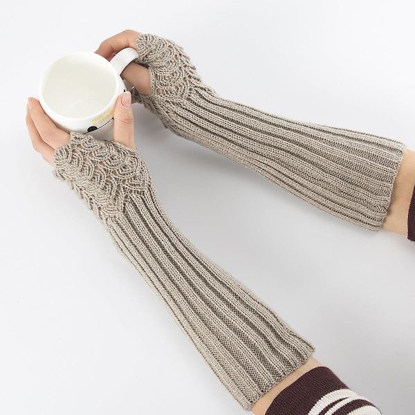 Høst og vinter strikkede halvfinger fingerløse handsker strikning uld handsker skala varme mænd og kvinder arm ærme Light gray