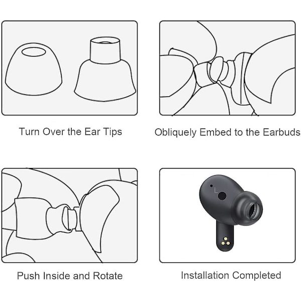 Ørepropper Kompatibel med LG Tone Free FP9 6 Par S/M/L Størrelser Udskiftning Bløde Silikon Ørepropper Spidser Ørepropper Kompatibel med LG Tone Free FP5 FP8 FP9
