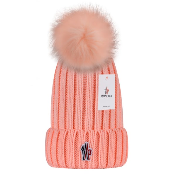 Uusi villainen talvihattu lämmin villahattu villapalloneulottu hattu pink Small label