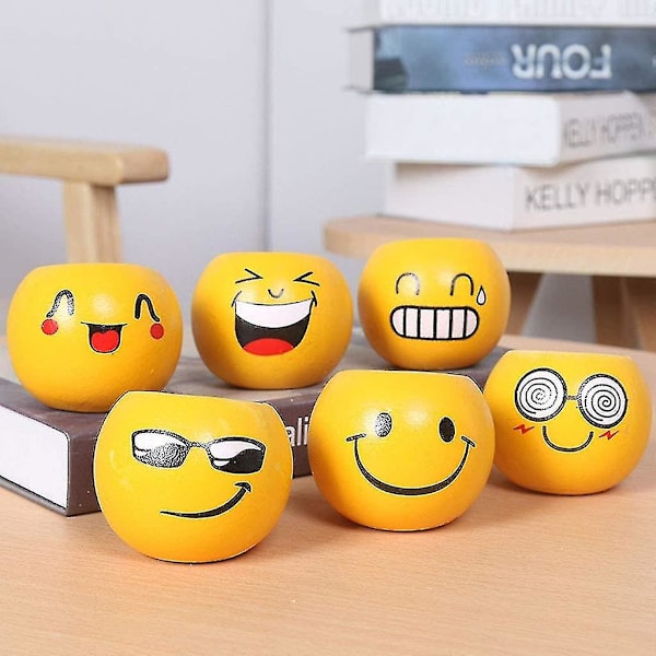 Keramiska Smiley-uttryck Cartoon Blomkrukor Succulent Blomkrukor 6 stycken