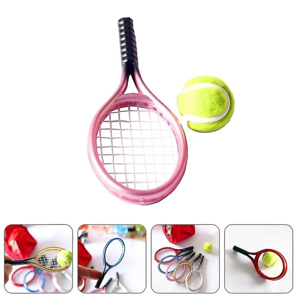 2 sett med tennisracketer og mini-pyntfotorekvisita (tilfeldig farge)