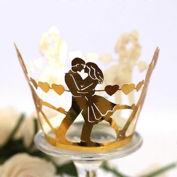 100 stk. Cupcake Papirforme Bageforme Non-stick Muffin Wrappers Forme Valentinsdag gylden Reflective silver