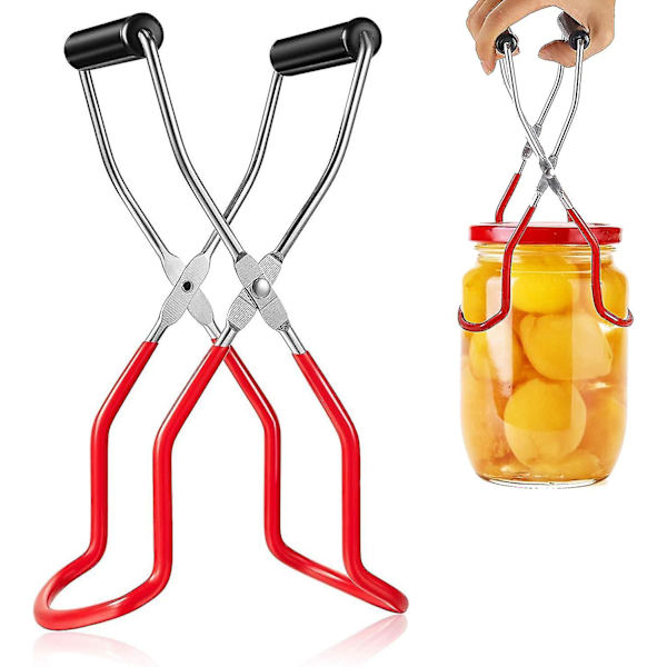Purkituspihdit, purkkitölkin nostinpihdit, ruostumattomasta teräksestä valmistettu purkkitölkin nostin, premier Chef purkkitölkin nostin (punainen) 8,9\"