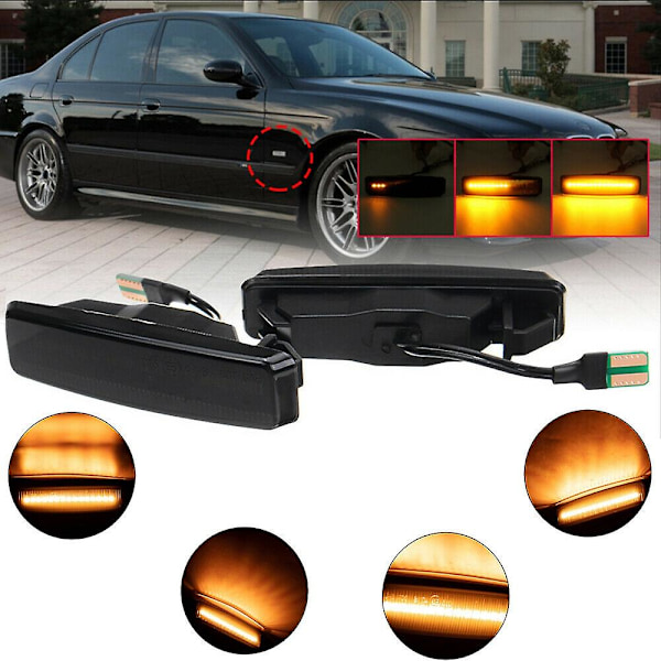 LED Side Marker Lys Dynamisk Røgfyldt Blinklys Til E39 5er 1995-2003