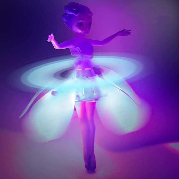 Lentävä keiju Lentävä prinsessanukke Magic infrapuna-induktioohjauslelu, maaginen lentävä piksilelu tytölle lelut lahjat Blue
