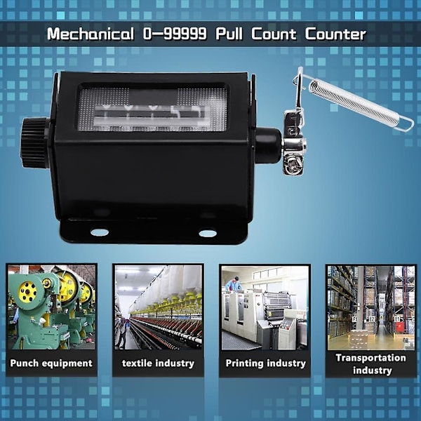 5-siffrig manuell räknare D67-F 5-siffrig mekanisk dragräknare svart skal återställbar digital cirkelräknare stansmaskin klick