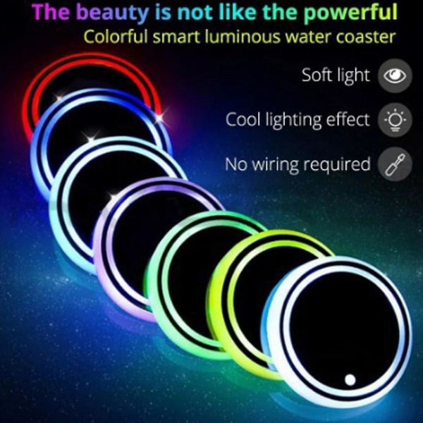7 färger LED-kopphållare för bil Ljusmattor Bilunderlägg Flaskljussensor Vibration Atmosfärljus Constellation Led-kopphållare - Dryckeshållare