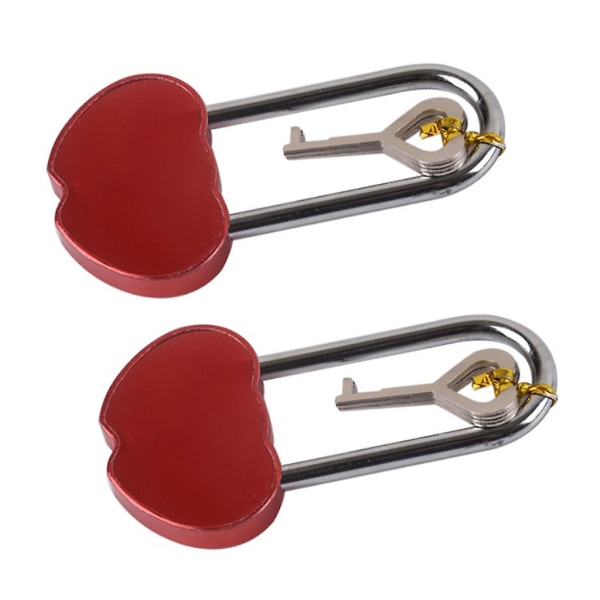 Mini Dobbel Hjerte Stil Lås Mini Love Shape Antik Lås Hengelås Med nøkkel Red