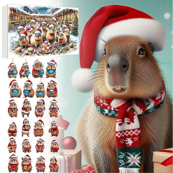 2024 Julekalender Capybara 24 Dages Nedtælling Akryl Capybara Vedhæng Legetøj til Børn E