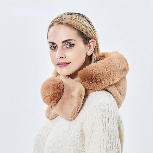 Winter warm fur hat with earmuffs outdoors, windproof and warm