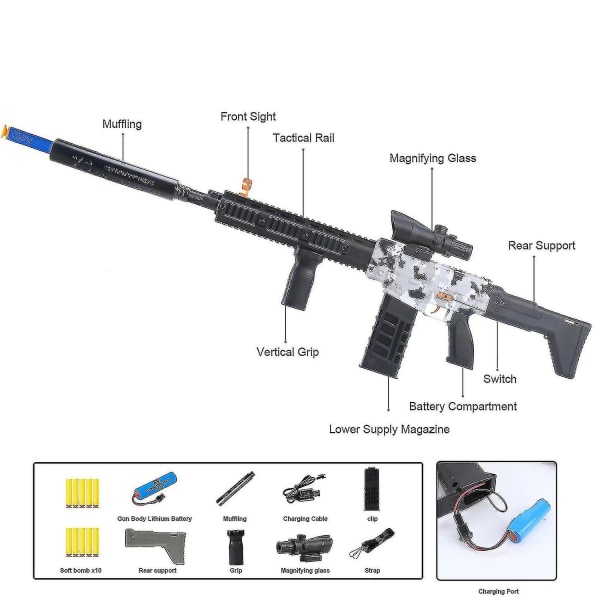 Realistisk leksakspistol för Nerf Gun Dart Automatisk Sniper Rifle med sikte, 100 Count